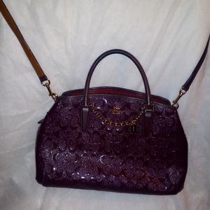 Coach Margot Carryall Oxblood Satchel Medium Preowned As Is.